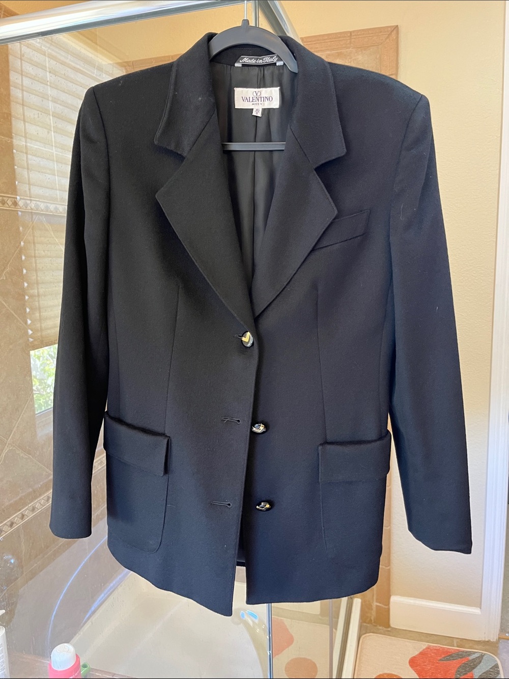 Valentino Black Single-Breasted Tailored Blazer Cashmere